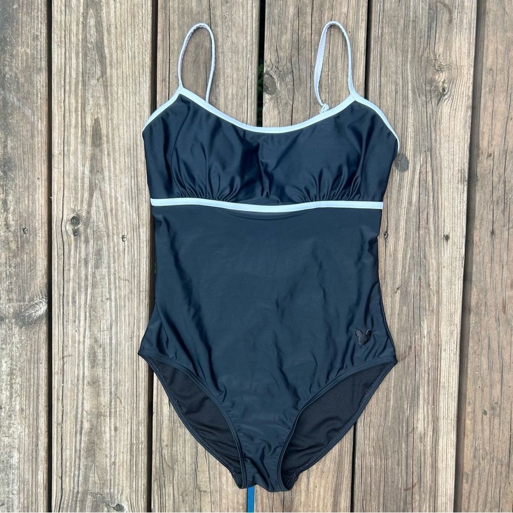 Women’s Black and White Trim One-Piece Swimsuit